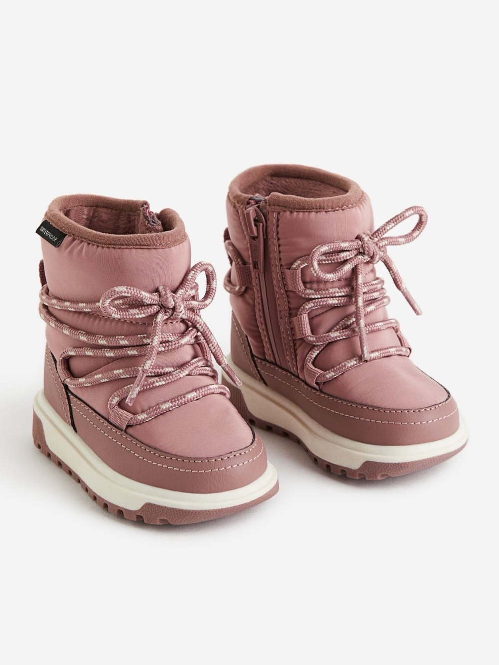Kids Pink Winter Lace-Up Boots Size 6